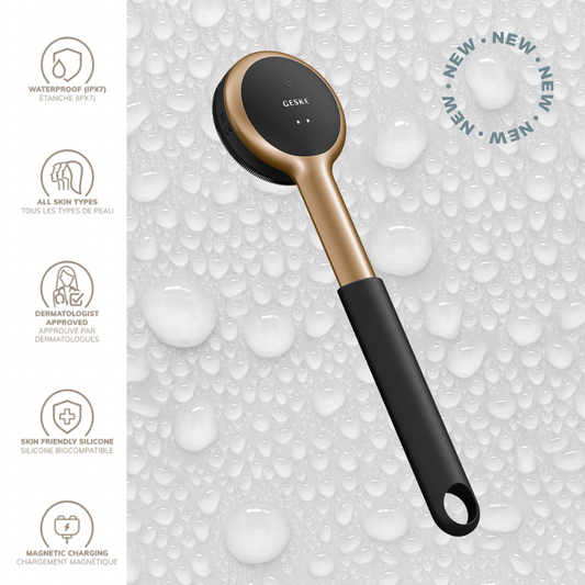 Geske Sonic LED Full Body Brush & Exfoliator - Black and gold